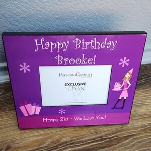 NWOT Happy 21st Birthday Brooke We Love You Photo Frame Purple Fuschia Pink